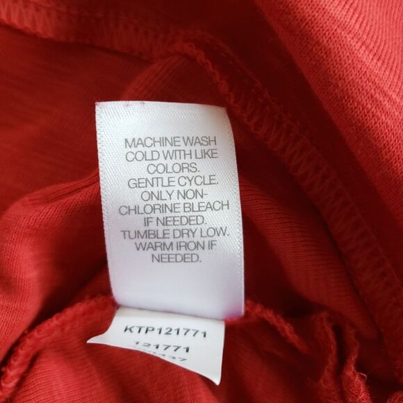 J. Jill Pima Cotton Dipped-Hem Tunic Red Seamed Border Women XS Extra Small - Picture 7 of 8